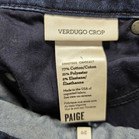 Paige Jeans Womens 29 Verdugo Crop Dark Wash Denim Skinny - Picture 5 of 10